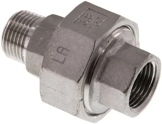 Raccord à joint plat Rp/R 3/8″ (FF/FF), acier inoxydable