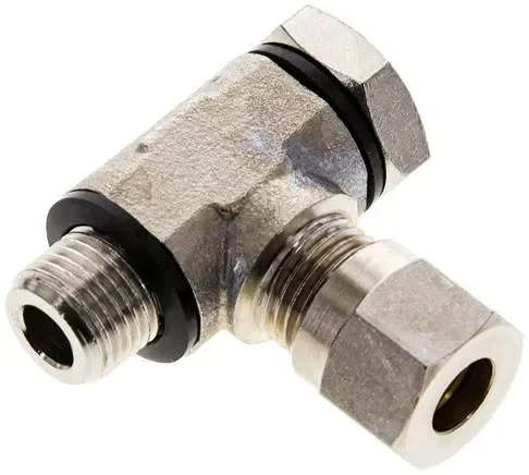 Raccord coudé pivotant G 1/8&Prime;-6 LL (M10x1), laiton nickelé