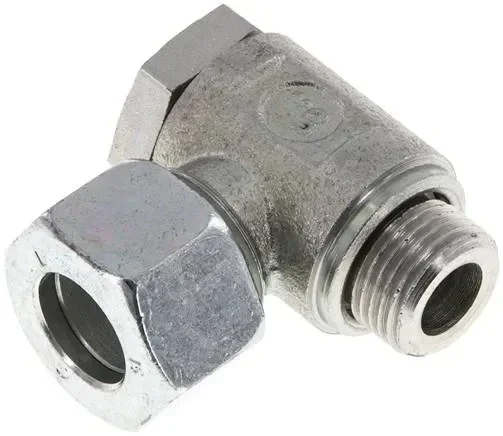 Raccord coudé pivotant M 18×1,5-15 L (M22x1,5), acier galvanisé