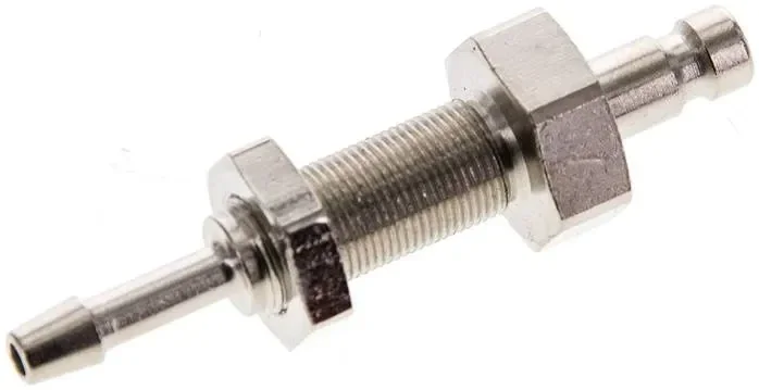 Raccord de cloison (DN2,7) pour tuyau de 3 mm, laiton nickelé