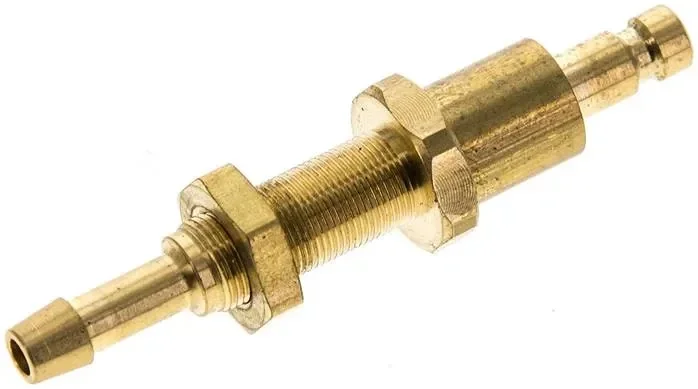 Raccord de cloison (DN2,7) pour tuyau de 4 mm, en laiton, avec fermeture des deux côtés