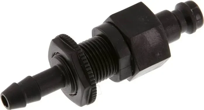 Raccord de cloison (NW5) pour tuyau de 6 (1/4&Prime;) mm, POM, double fermeture