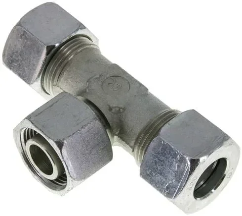 Raccord de réglage à bague coupante en T 20 S (M30x2), acier galvanisé
