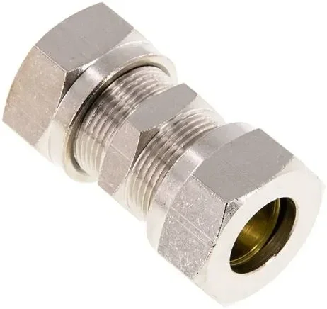 Raccord droit à bague coupante 18 L (M26x1,5), laiton nickelé