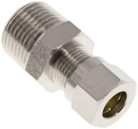 Raccord droit à bague coupante 8 LL (M12x1)-R 3/8″, laiton nickelé