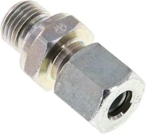 Raccord droit à bague coupante G 1/4″-8 L (M14x1,5), acier galvanisé, joint FKM