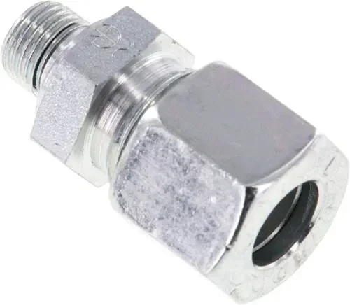 Raccord droit à bague coupante G 1/8″-10 L (M16x1,5), acier galvanisé, joint FKM