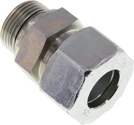 Raccord droit à bague coupante G 1″-25 S (M36x2), acier zingué, joint FKM