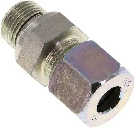 Raccord droit à bague coupante G 3/8″-10 S (M18x1,5), acier galvanisé, joint FKM