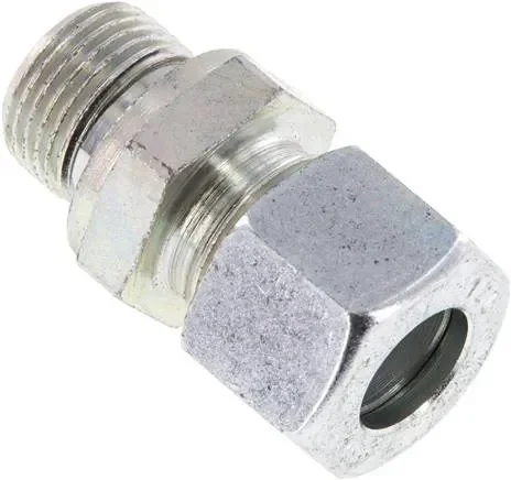 Raccord droit à bague coupante G 3/8″-12 L (M18x1,5), acier galvanisé, joint FKM
