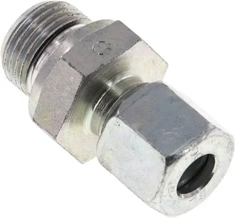 Raccord droit à bague coupante G 3/8″-8 L (M14x1,5), acier galvanisé, joint FKM