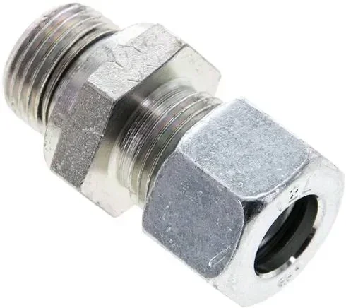 Raccord droit à bague coupante M 18×1,5-12 L (M18x1,5), acier galvanisé, joint FKM