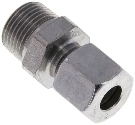 Raccord droit à bague coupante R 3/8″-8 L (M14x1,5), acier galvanisé