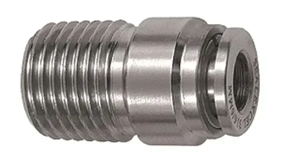 Raccord droit à emboîter, rond, R 1/4 a., tuyau Ø 10, ES 1.4404 850.014-10 ES