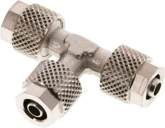 Raccord en T 6×4 / 6x4mm, laiton nickelé