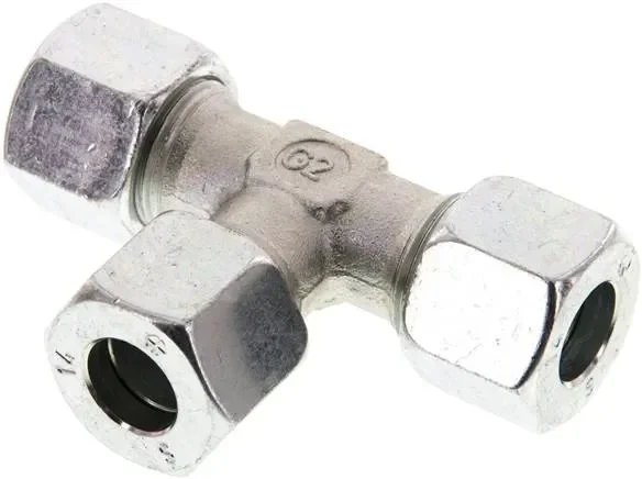 Raccord en T à bague coupante 14 S (M22x1,5), acier galvanisé