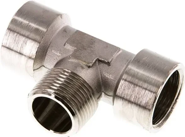 Raccord en T G 3/4&Prime;(FF)-R 3/4&Prime;(MF), laiton nickelé