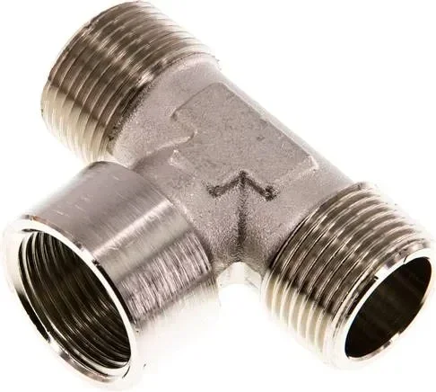 Raccord en T R 3/4&Prime; (mâle)-G 3/4&Prime; (femelle), laiton nickelé
