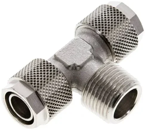 Raccord en T R 3/8″-12x10mm, laiton nickelé