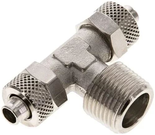 Raccord en T R 3/8″-8x6mm, laiton nickelé