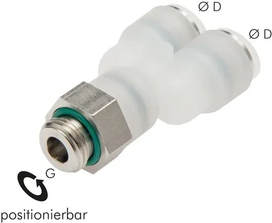 Raccord en Y G 1/4″-8mm, IQS-PVDF, cylindrique