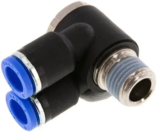Raccord enfichable coudé en Y R 1/4 « x8mm, standard IQS, avec hexagone externe