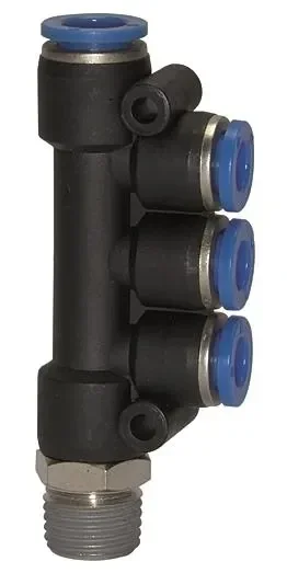 Raccord enfichable pour distributeur / R 1/4 / ø extérieur du tuyau 4 x 6 -Série bleue- 109736