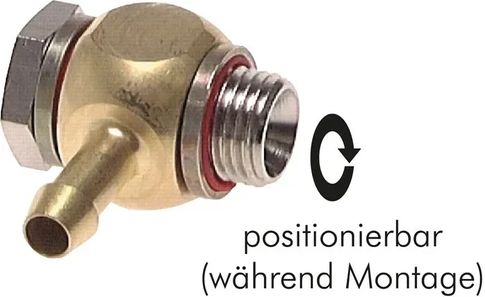 Raccord fileté en L G 3/8&Prime;-6 (1/4&Prime;)mm, joint élastomère