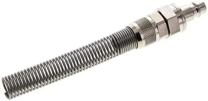 Raccord mâle (DN7,2) pour tuyau 12×9 mm avec protection anti-pliage, fermeture des deux côtés, laiton nickelé