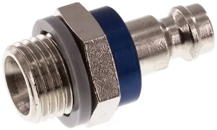 Raccord mâle (NW5) G 1/4&Prime;(AG), laiton nickelé, bleu