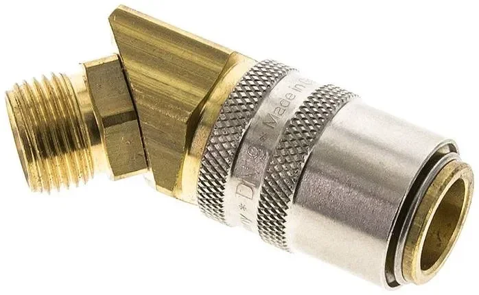 Raccord rapide de contrôle de température à 45°, robinet de 13 mm, G 3/8″ (AG), laiton, sans vanne