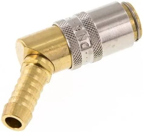 Raccord rapide de trempe (angle 45°) embout 9 mm, tuyau 9 (3/8″) mm, sans vanne avec dispositif de déverrouillage