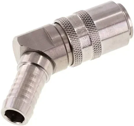 Raccord rapide de trempe (angle 45°) robinet 13 mm, tuyau 13 (1/2″) mm, acier inoxydable, sans vanne
