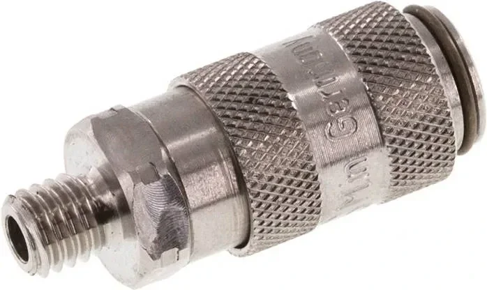 Raccord rapide (DN2,7) M 5(AG), 1.4404, pour bouchons, fermeture des deux côtés
