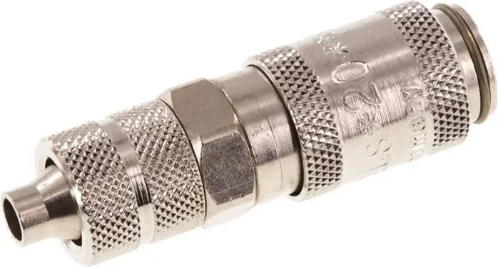 Raccord rapide (DN2,7) pour tuyau 6×4 mm, laiton nickelé, pour prises à double obturation