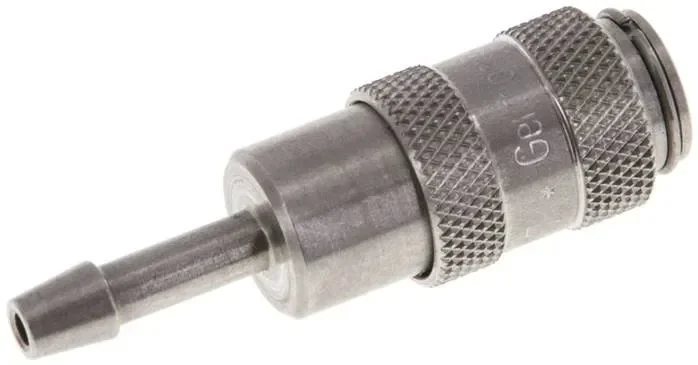 Raccord rapide (DN2,7) pour tuyau de 3 mm, en acier inoxydable, pour prises à double obturation
