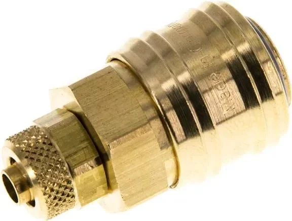 Raccord rapide (DN7,2) pour tuyau 8×6 mm, laiton, pour bouchon, fermeture des deux côtés