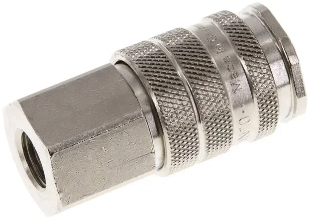 Raccord rapide (NW10) G 1/4″(IG), laiton nickelé, pour prises à double obturation