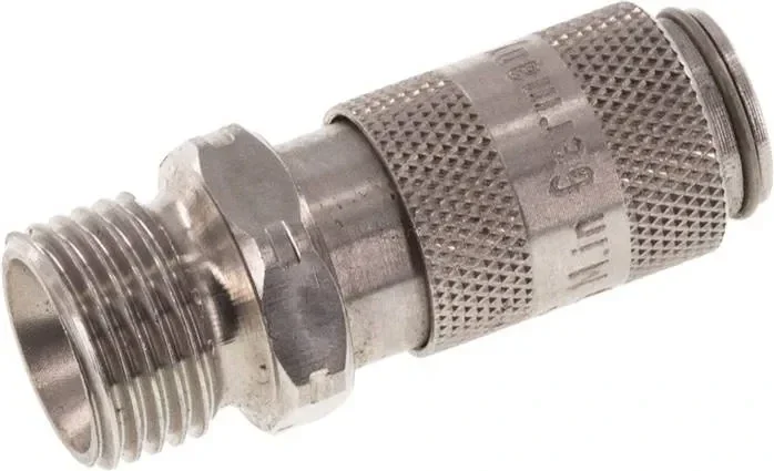Raccord rapide (NW2.7) G 1/8″(AG), 1.4404, pour bouchons, fermeture des deux côtés