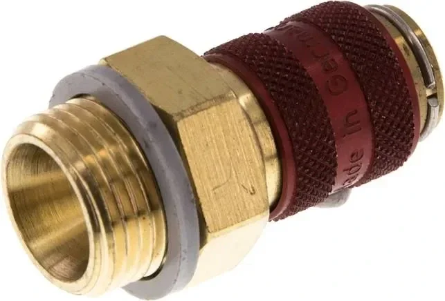 Raccord rapide (NW5) G 3/8&Prime; (AG), laiton, rouge