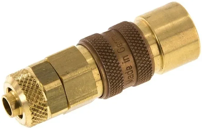 Raccord rapide (NW5) pour tuyau 8×6 mm, laiton, manchon coulissant marron
