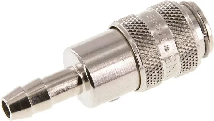 Raccord rapide (NW5) pour tuyau de 6 (1/4&Prime;) mm, laiton nickelé, pour prises à double obturation