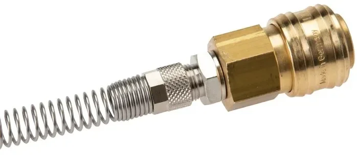 Raccord rapide (NW7.2) tuyau 10x8mm avec protection anti-pliage, pivotant, laiton nickelé