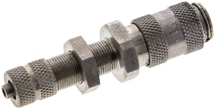 Raccord rapide pour cloison (DN2,7) pour tuyau 4,3 x 3 mm, acier inoxydable