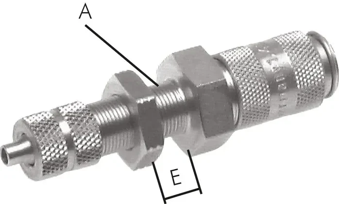 Raccord rapide pour cloison (DN2,7) pour tuyau 4,3 x 3 mm, laiton nickelé