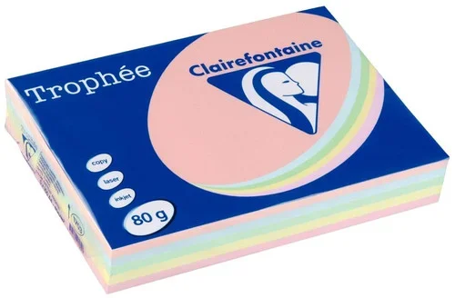 Ramette 500 feuilles de papier 80g A3 assortis pastel TROPHEE CLAIREFONTAINE