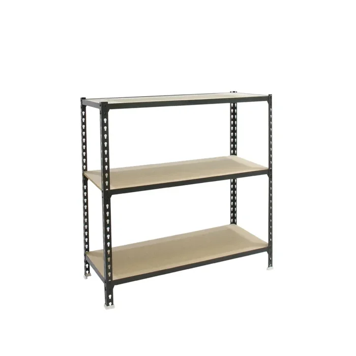 Rayonnage bois-métal léger sans vis 1000x1000x300 – 3 niveaux Anthracite/Bois – SIMON RACK – 8425437099038
