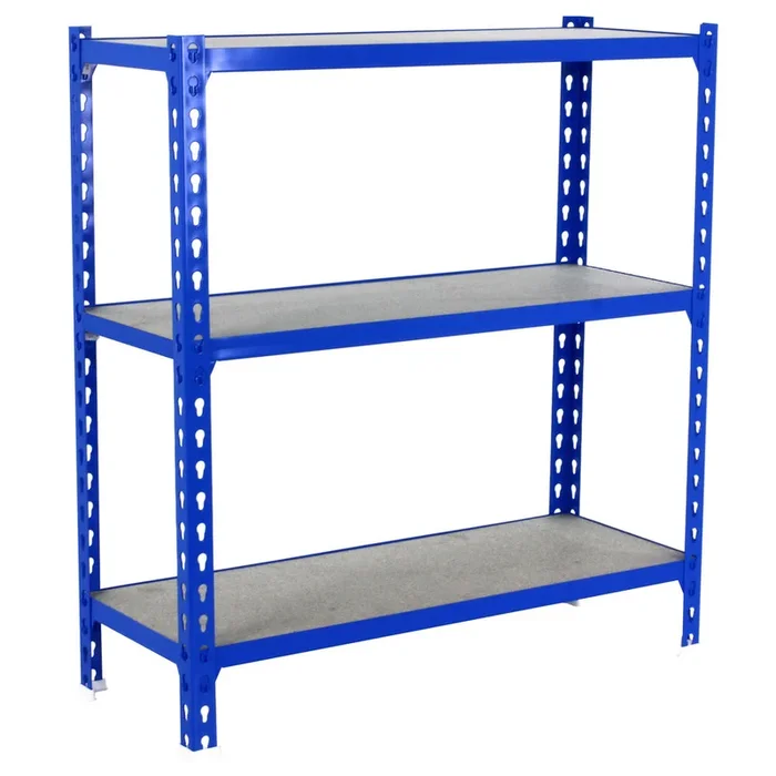 Rayonnage bois-métal léger sans vis 1000x1100x500 – 3 niveaux Bleu/Bois – SIMON RACK – 8425437086236