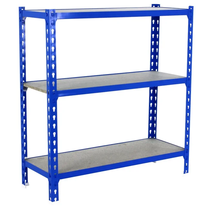 Rayonnage bois-métal léger sans vis 1000x900x300 – 3 niveaux Bleu/Bois – SIMON RACK – 8425437085581