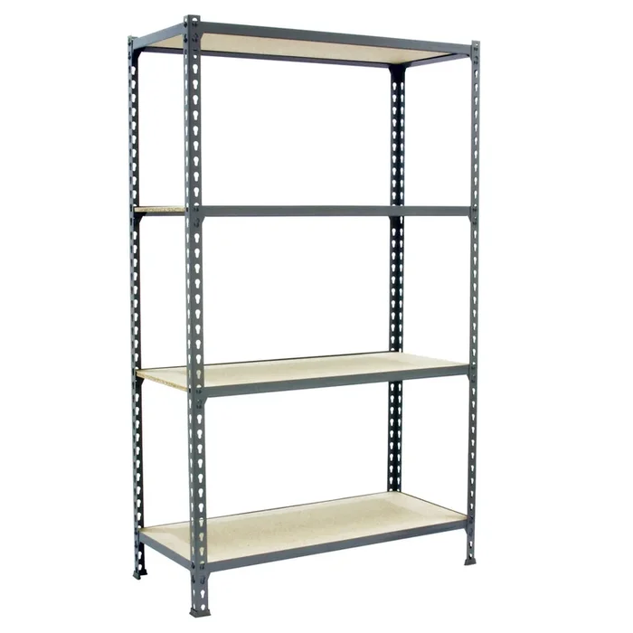 Rayonnage bois-métal léger sans vis 1500x900x300 – 4 niveaux Gris/Bois – SIMON RACK – 8435104960899